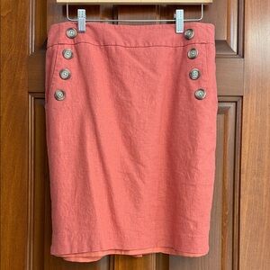 LOFT Elegant Coral Button-Accent Skirt